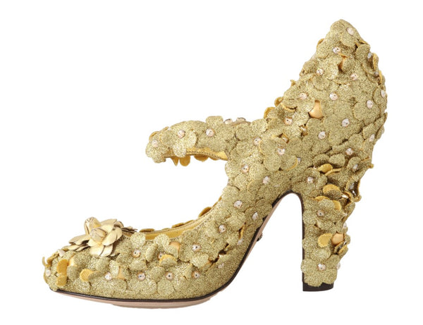 Dolce &amp; Gabbana Gold kukkakristalli Mary Janes -pumput