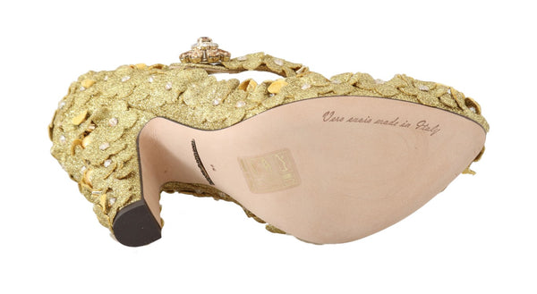 Dolce &amp; Gabbana Gold kukkakristalli Mary Janes -pumput