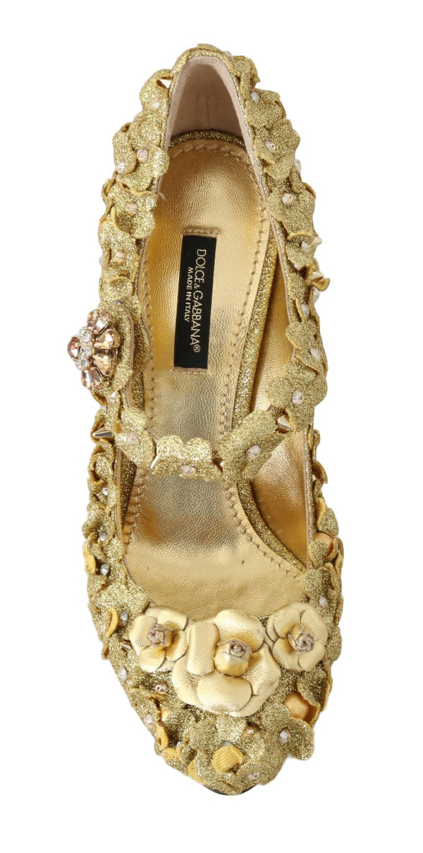 Dolce &amp; Gabbana Gold kukkakristalli Mary Janes -pumput