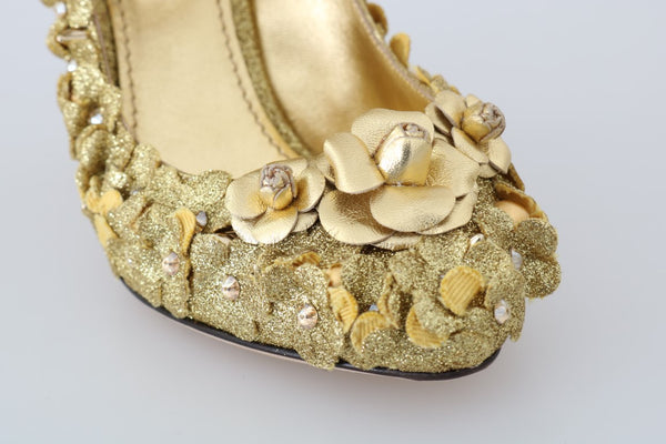 Dolce &amp; Gabbana Gold kukkakristalli Mary Janes -pumput