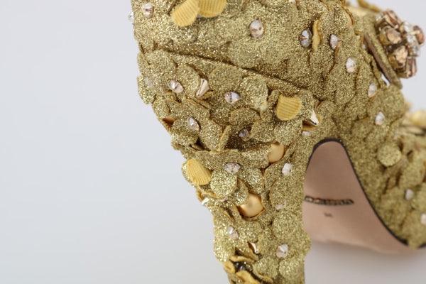 Dolce &amp; Gabbana Gold kukkakristalli Mary Janes -pumput