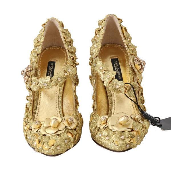 Dolce &amp; Gabbana Gold kukkakristalli Mary Janes -pumput