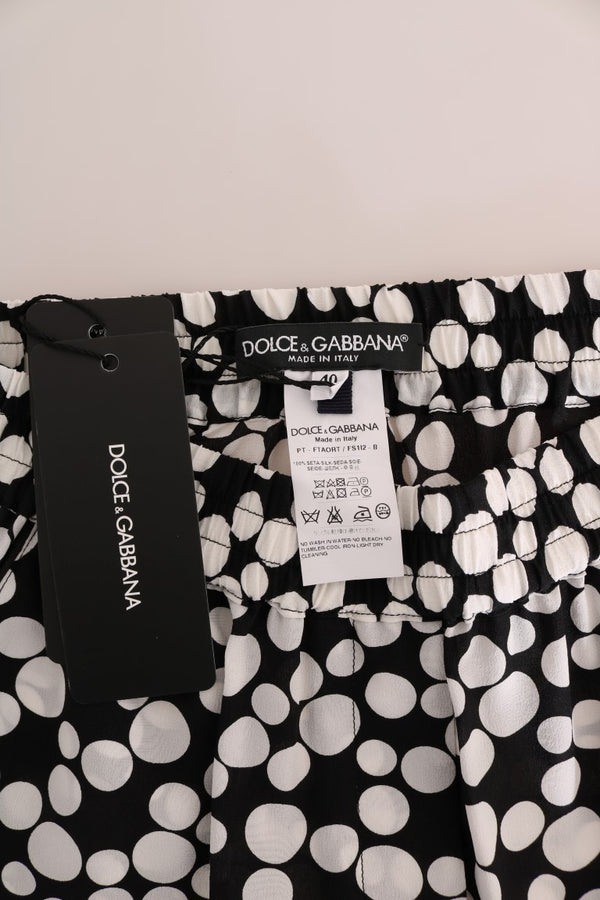 Dolce &amp; Gabbana Black White Polka Dottes silkkihousut