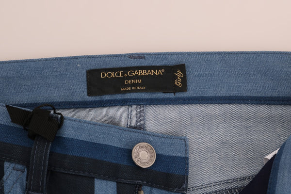 Dolce &amp; Gabbana Blue GIRLY Striped Cotton Farkut