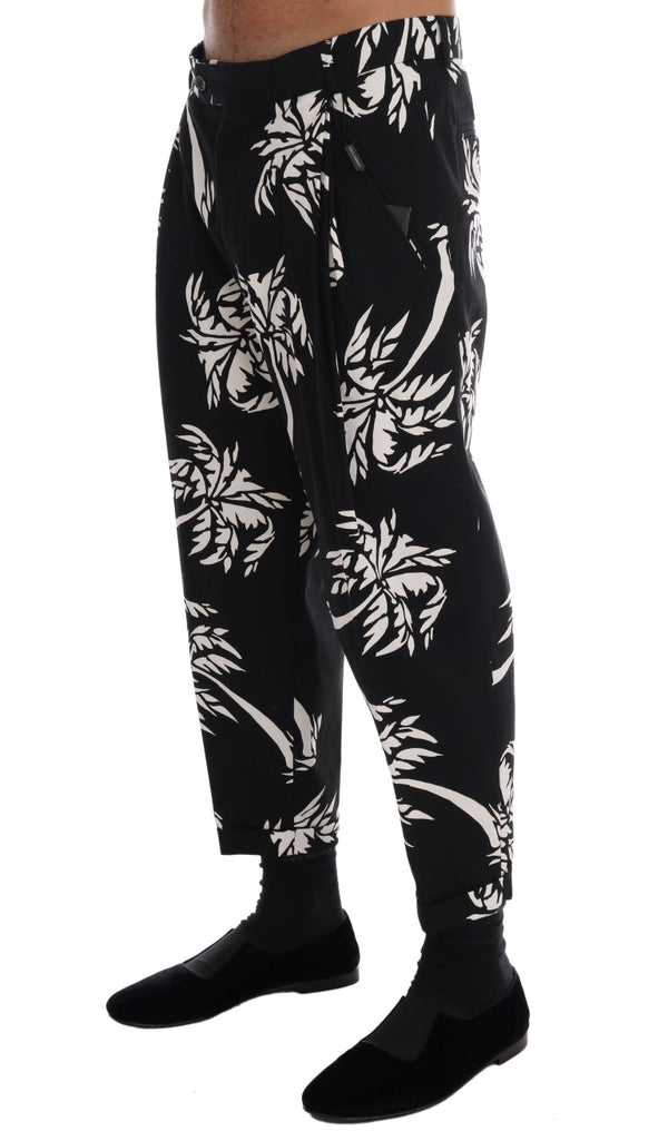 Dolce &amp; Gabbana Black Tree Cotton Stretch -housut