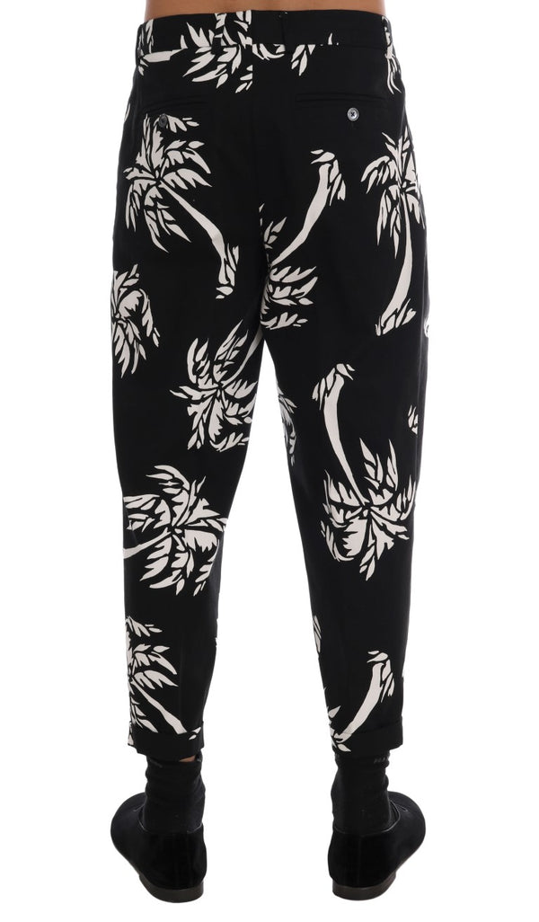 Dolce &amp; Gabbana Black Tree Cotton Stretch -housut