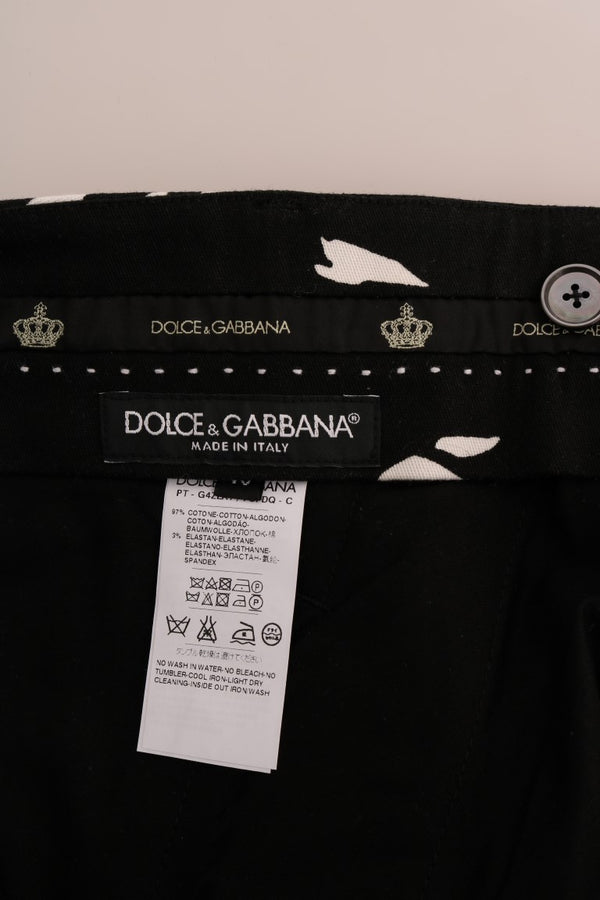 Dolce &amp; Gabbana Black Tree Cotton Stretch -housut