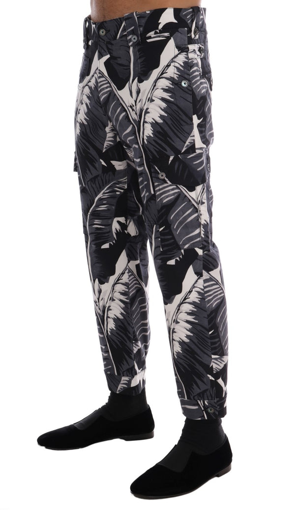 Dolce &amp; Gabbana Grey Banana Leaf -puuvillahousut