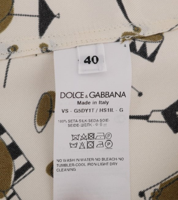 Dolce &amp; Gabbana White Silk JAZZ Motive Print -paita
