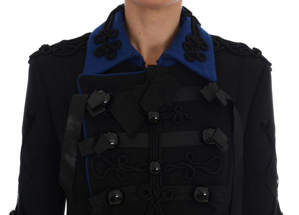 Dolce & Gabbana Chic Black & Blue Short Trench Jacket