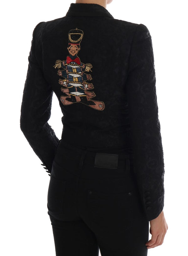 Dolce &amp; Gabbana Black Brocade Blazer -takki