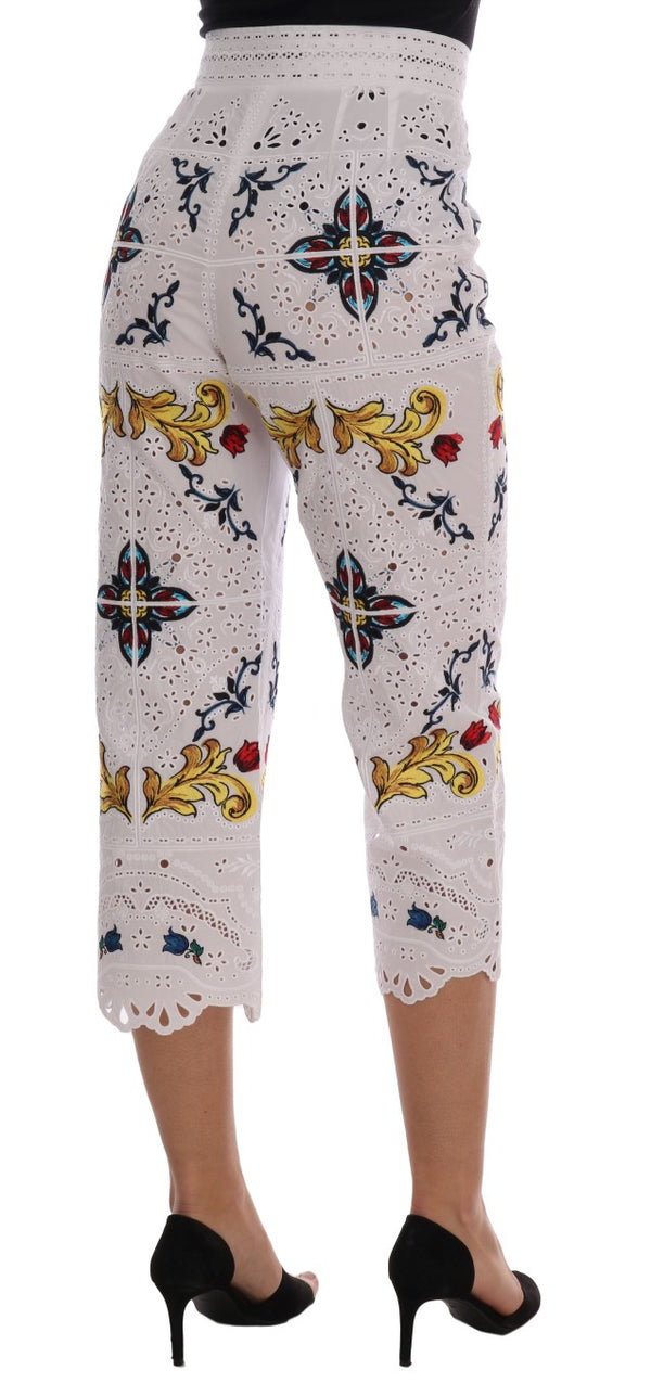 Dolce &amp; Gabbana Mulicolor Majolica Cutout Capri -housut