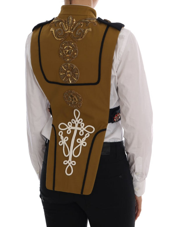 Dolce &amp; Gabbana Yellow Crystal Cross Vest -takki