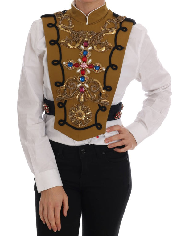 Dolce &amp; Gabbana Yellow Crystal Cross Vest -takki