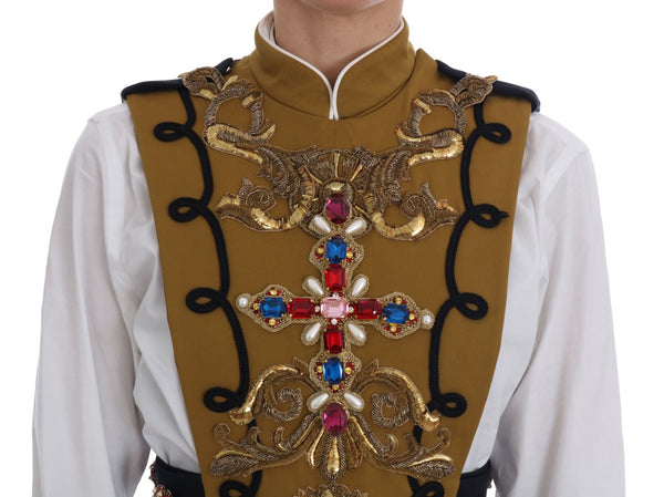 Dolce &amp; Gabbana Yellow Crystal Cross Vest -takki