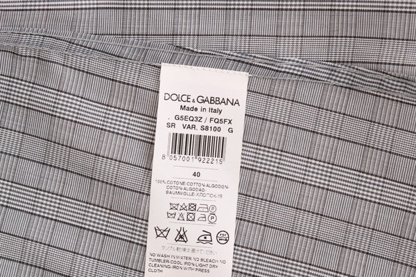 Dolce &amp; Gabbana Grey Check GOLD Cotton Slim Fit -paita