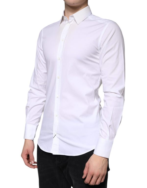 Dolce & Gabbana White Cotton Formal Men GOLD Dress Shirt