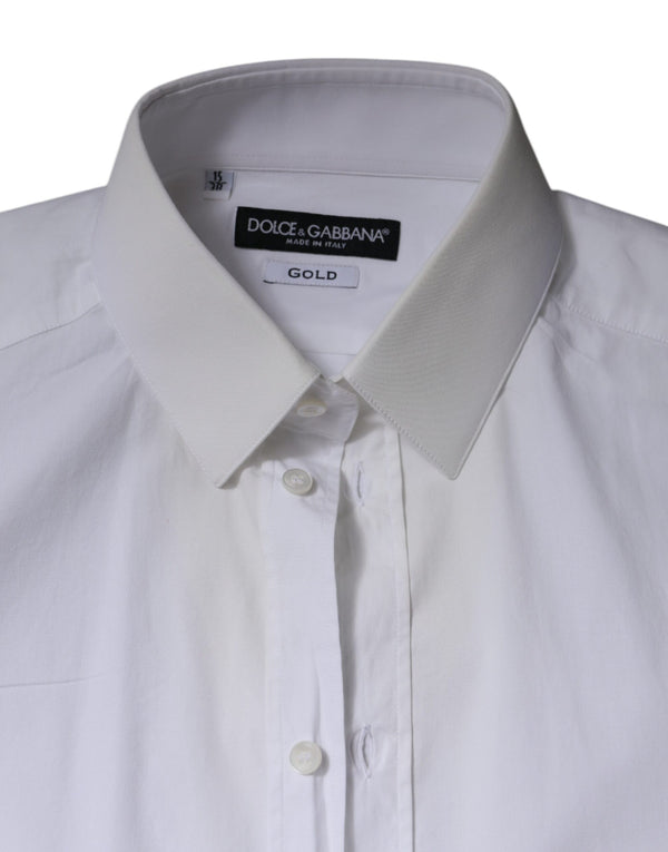 Dolce & Gabbana White Cotton Formal Men GOLD Dress Shirt