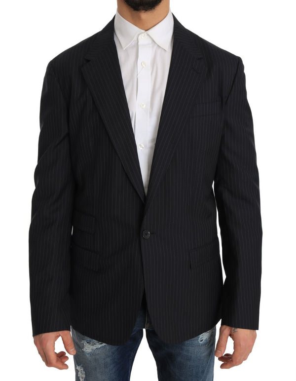 Dolce &amp; Gabbana Harmaa raidallinen villatakki Takki Slim Blazer