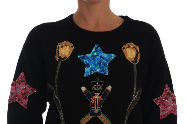 Dolce &amp; Gabbana Fairy Tale Crystal Black Cashmere villapaita