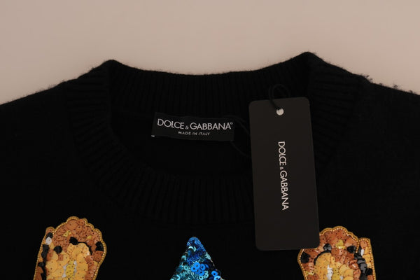 Dolce &amp; Gabbana Fairy Tale Crystal Black Cashmere villapaita