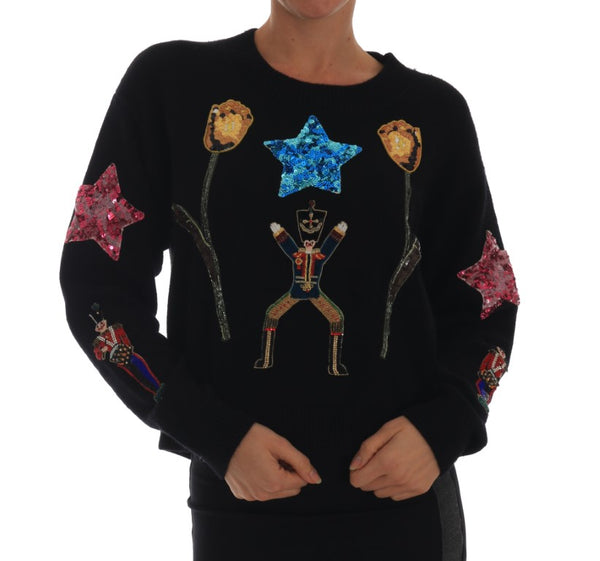 Dolce &amp; Gabbana Fairy Tale Crystal Black Cashmere villapaita