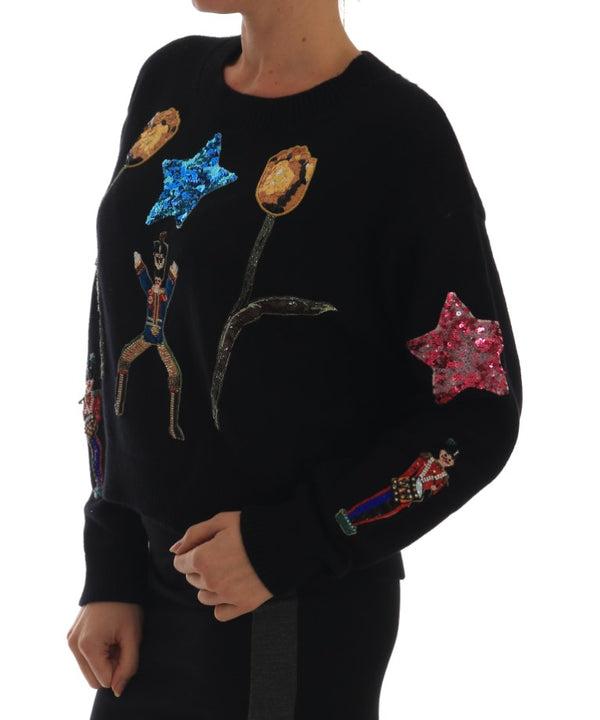 Dolce &amp; Gabbana Fairy Tale Crystal Black Cashmere villapaita