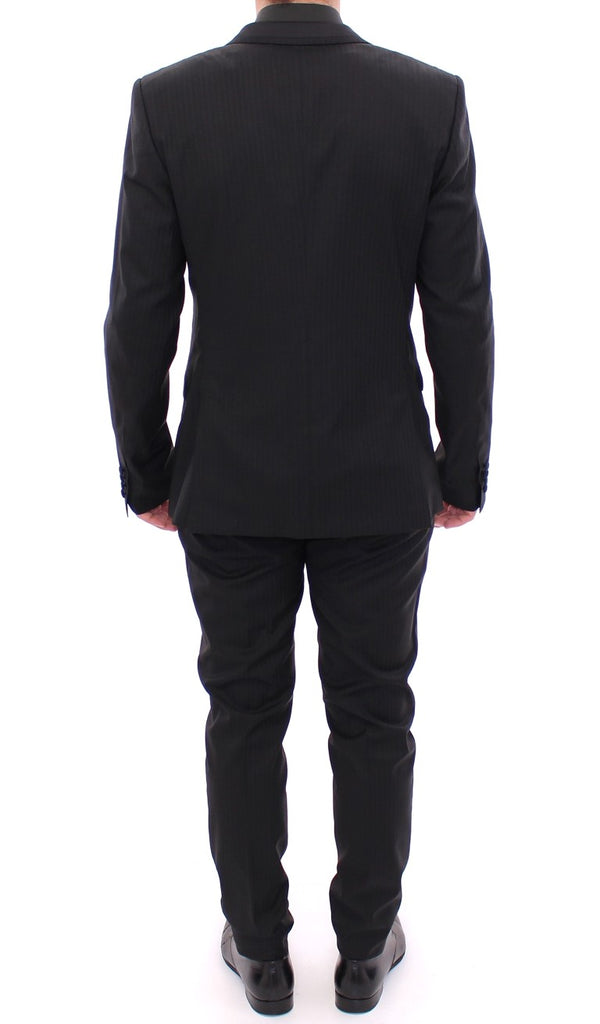 Dolce &amp; Gabbana musta raidallinen kaksirivinen Slim Fit -puku