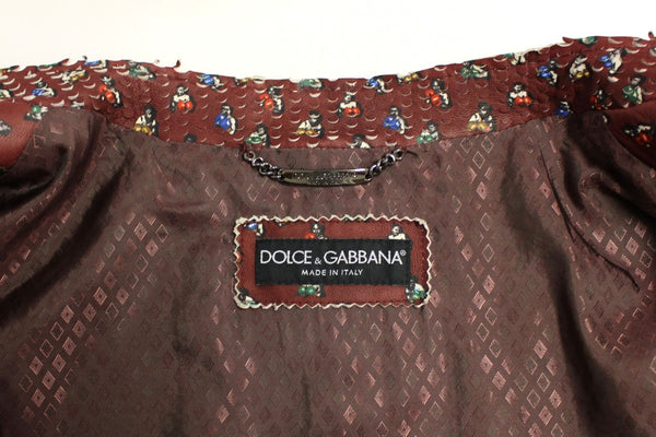 Dolce &amp; Gabbana Bordeaux Leather Boxer Print Takki