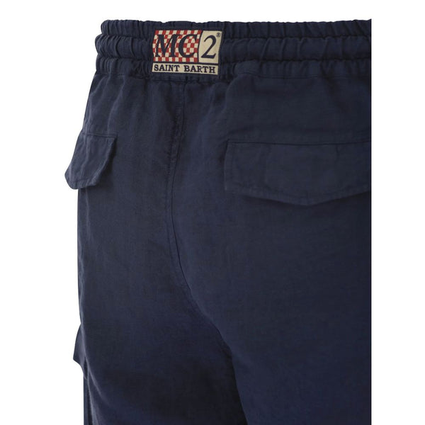 MC2 Saint Barth Blue Linen Short