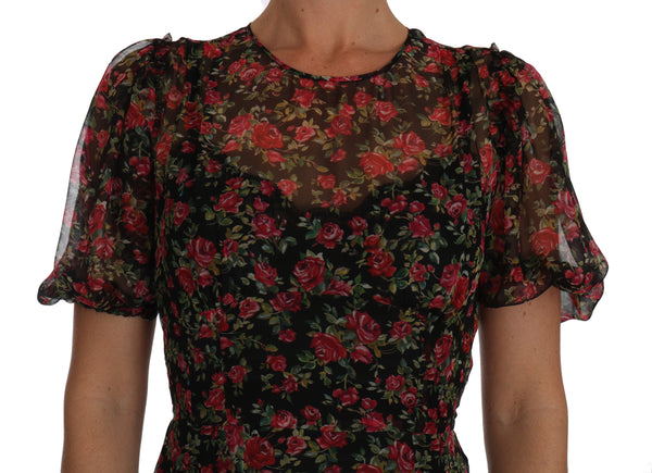 Dolce & Gabbana Elegant Floral A-Line Silk Dress