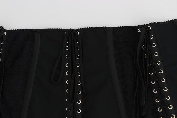 Dolce &amp; Gabbana Black Stretch korsetti vyötäröhihna