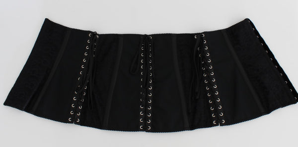 Dolce &amp; Gabbana Black Stretch korsetti vyötäröhihna