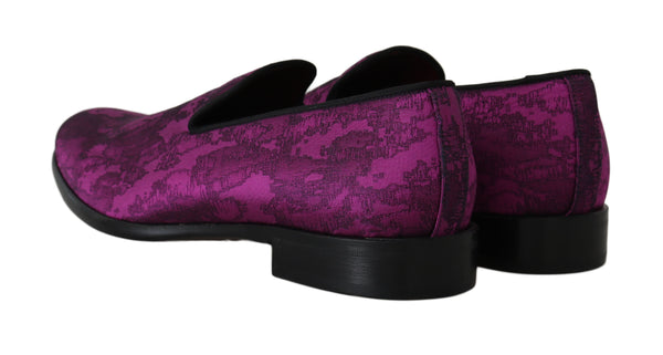 Dolce &amp; Gabbana Purple Jacquard Loafers -mekko juhlakengät