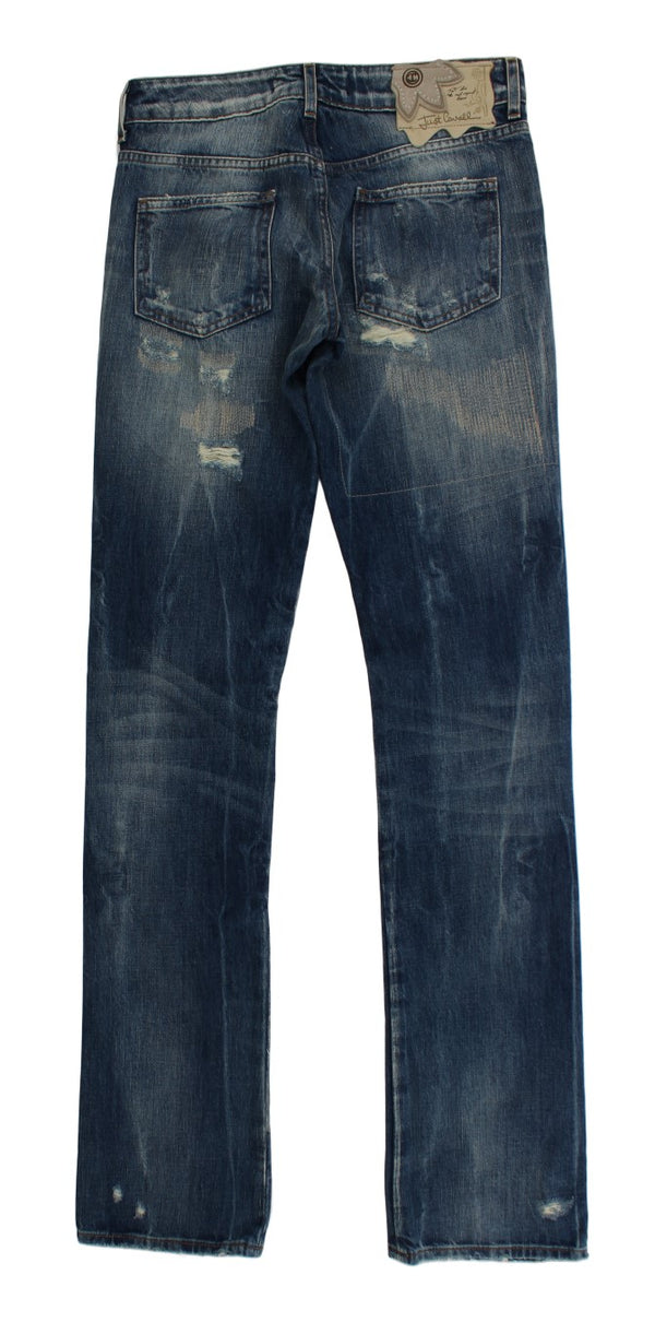 Cavalli Blue Wash Revitty Cotton Straight Fit Farkut