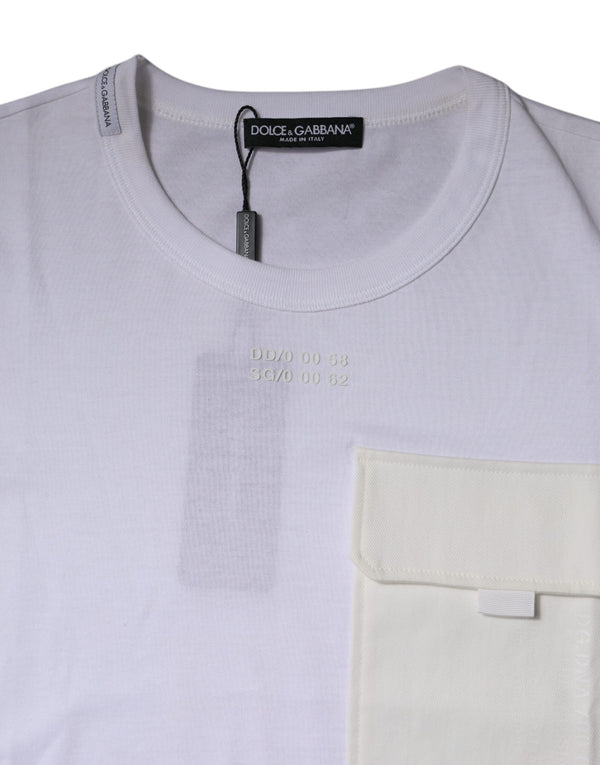 Dolce & Gabbana White Cotton Crew Neck Short Sleeves T-shirt