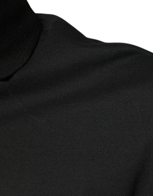 Dolce & Gabbana Black Logo Print Collared Cotton Polo T-shirt