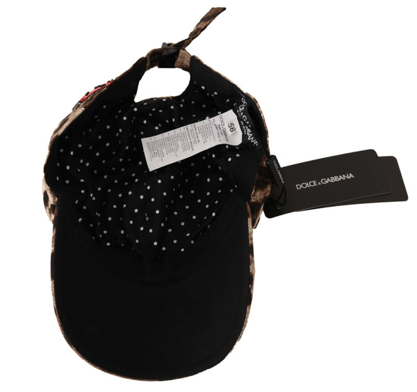 Dolce &amp; Gabbana Brown Leopard Sequin Sicily Applique baseballhattu