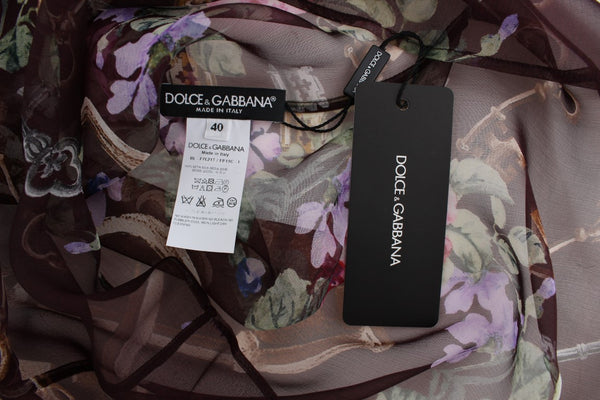 Dolce &amp; Gabbana Black Key kukkakuvioinen silkkipusero T-paita