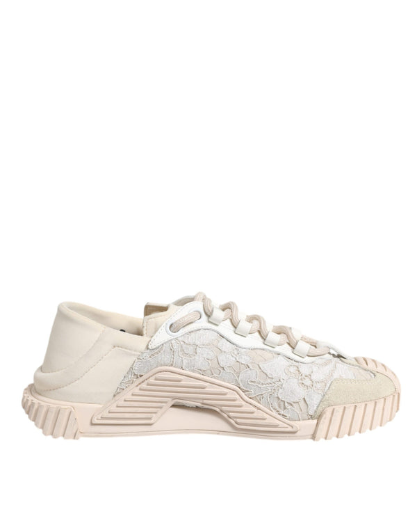 Dolce & Gabbana White Lace NS1 Low Top Sneaker Sports Shoes