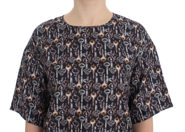 Dolce &amp; Gabbana Grey Gold Key Print -silkkipusero T-paita