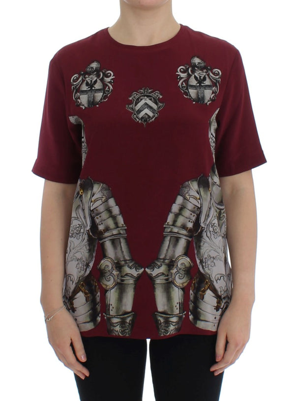 Dolce &amp; Gabbana Red Knight Print silkkipusero T-paita