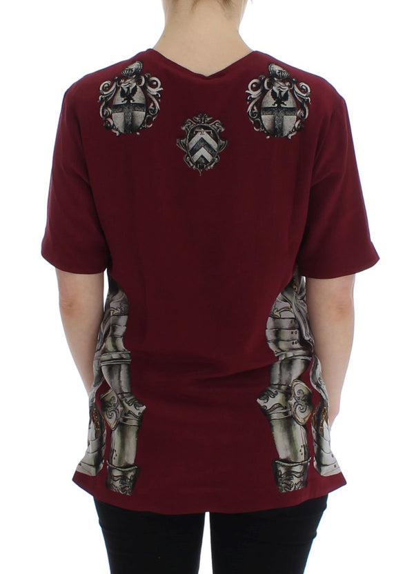 Dolce &amp; Gabbana Red Knight Print silkkipusero T-paita