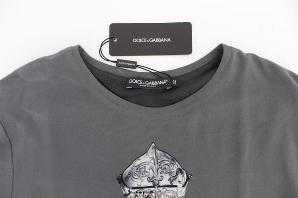 Dolce &amp; Gabbana Grey Knight Crown Print silkkipusero