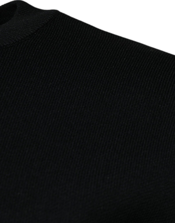 Dolce & Gabbana Black Nylon Logo Crew Neck Pullover Sweater