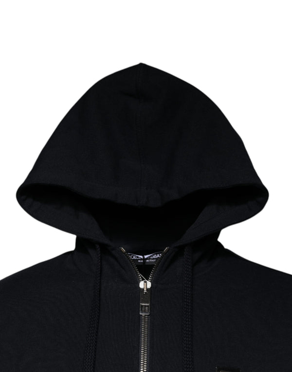 Dolce & Gabbana Blue Logo Full Zip Hooded Sweatshirt Sweater