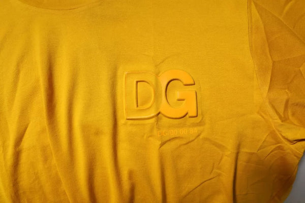 Dolce & Gabbana Dark Yellow Logo Cotton Men Crew Neck T-shirt
