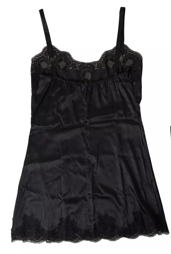 Dolce & Gabbana Black Lace Silk Sleepwear Camisole Top Underwear