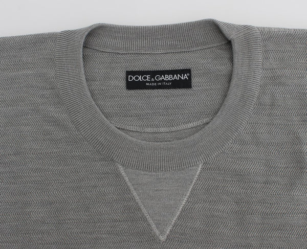 Dolce &amp; Gabbana Grey Crewneck Pullover -silkkipusero