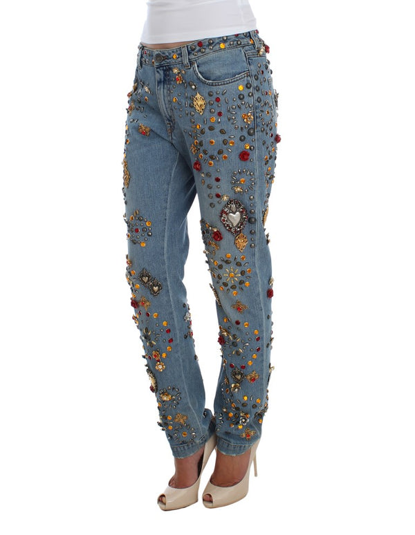 Dolce & Gabbana Enchanted Sicily Crystal Heart Boyfriend Jeans